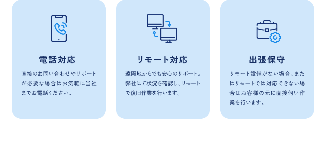 電話対応 リモート対応 出張保守